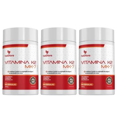 Imagem de Kit 3x Vitamina K2 MK-7 60 Cápsulas 500mg Tuttiflora-Unissex
