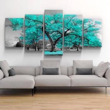 Imagem de quadros decorativo 5 peças mod árvore azul marinho 2 - autopc 3mm
