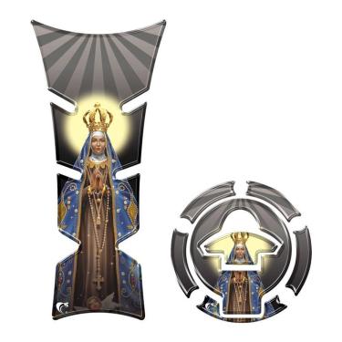 Imagem de Kit Protetor De Tanque E Bocal Moto Yamaha Nossa Senhora Preto Preto