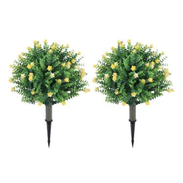 Imagem de Aqur2020 Árvore Artificial da Bola do Topiário do Eucalipto de 2 Pces, Topiário da Camélia do Pe de 17.8 Polegada Com Estaca para o Pátio do Escritório do Jardim e a Decoração Interna