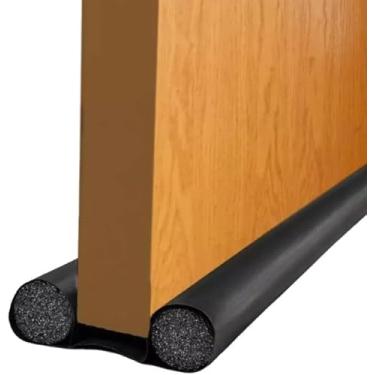 Imagem de Protetor Veda Porta 90cm Rolinho Ajustável e Impermeável – Proteção Eficaz Contra Insetos e Poeira - Preto