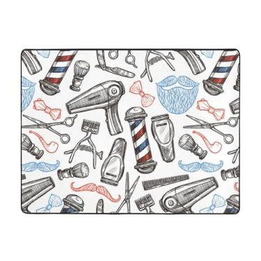 Imagem de ZERAOKE Tapete de área estilo barbearia 48 x 63 polegadas, lavável na máquina com suporte antiderrapante, tapetes macios para sala de estar, quarto, entrada, quarto de crianças, decoração de casa