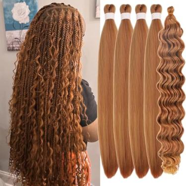 Imagem de Cabelo trançado de gengibre dourado com cachos grandes Boho pré-esticados hipoalérgicos Boho para trançar tranças bohomianas de crochê sintético sem nós