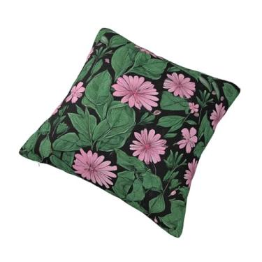 Imagem de Almofada quadrada decorativa com estampa de folha tropical colorida - Design reversível, zíper oculto, poliéster macio para sofá, cama e carro - Hipoalergênico 66 cm x 66 cm