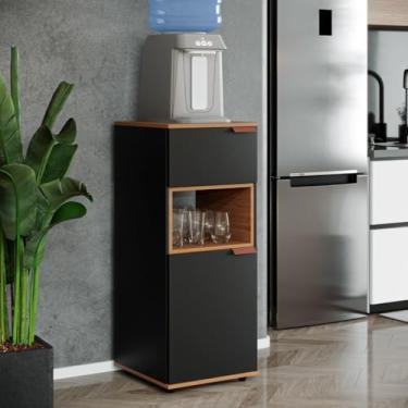 Imagem de Armário Suporte para Bebedouro com Nicho e Prateleira – Móvel Organizador para Cozinha e Escritório com Pintura (pret canela)