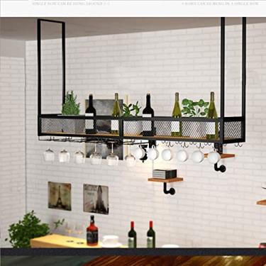 Imagem de APUM Prateleira suspensa para copos de vinho, suporte para pendurar no teto, estilo europeu, prateleira de parede de cozinha de aço inoxidável, prateleiras flutuantes