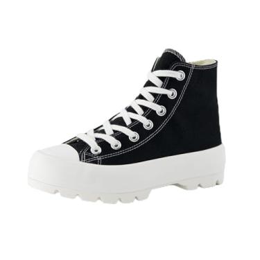 Imagem de CUSHIONAIRE Tênis feminino de lona Vespa de cano alto + espuma de memória, Zíper preto/branco, 7.5