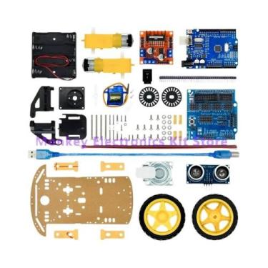 Imagem de Kit De Carro Robô Inteligente 4WD Com Encoder De Velocidade E Caixa De