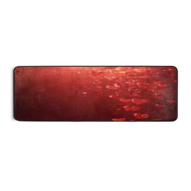 Imagem de Burbuja Tapete de corredor Red Hearts 61 x 183 cm, tapete lavável antiderrapante com suporte de borracha, tapete para sala de estar, corredor, decoração de casa