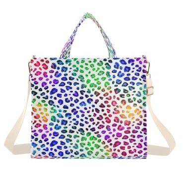 Imagem de CEBUGI Bolsa feminina com estampa de animal colorida com alça de ombro ajustável para trabalho, faculdade, viagem, P, A453, Medium