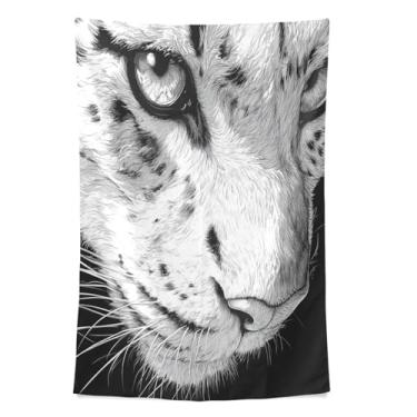 Imagem de STAYTOP Tapeçaria de parede com rosto de leopardo para decoração de casa, decoração de dormitório, sala de estar, quarto, tapete de parede (90 × 60 pol)