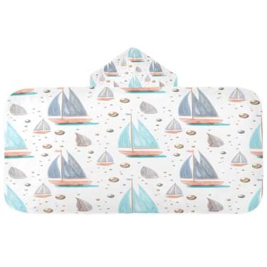 Imagem de CEBUGI Toalha de banho com capuz em aquarela para crianças toalha de banho macia absorvente com capuz 127 x 59,7 cm toalha de banho de praia para meninos e meninas