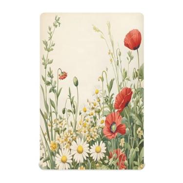 Imagem de STAYTOP Lindo lençol de berço de flores silvestres para meninos e meninas, lençol com elástico para berço padrão e colchão infantil, de microfibra supermacia, 132 x 71 cm