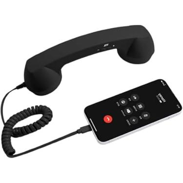 Imagem de Aparelho de telefone retrô para iPhone e Android, receptor de telefone vintage tipo C e Bluetooth com microfone e alto-falante HD, aparelho móvel com fio/sem fio para chamadas claras, aderência