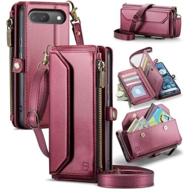 Imagem de Strapurs Capa tipo carteira compatível com Google Pixel 10/10 Pro com bloqueio de RFID, 10 cartões, couro sintético macio, alça de ombro magnética com zíper, capa para celular compatível com Pixel 10