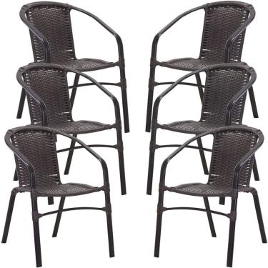 Imagem de 6 Cadeiras Floripa Em Alumínio Pintura Trama Original Tabaco