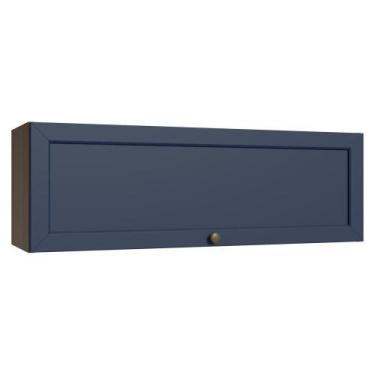 Imagem de Armário Aéreo 100 cm 1 Porta Basculante Vik Madesa R, Rustic/Azul