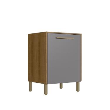 Imagem de Balcão de Cozinha 60cm com 1 Porta e Tampo, Compacto e Resistente, Ideal para Cozinha e Lavanderia (Mel/Cinza)