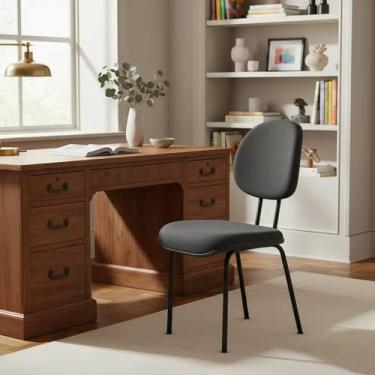 Imagem de Cadeira de Escritório Executiva Fixa Preta Tecido Ergonômica 93x46x53cm Palito 7/8 para Home Office Mesa Computador Trabalho Confortável Resistente