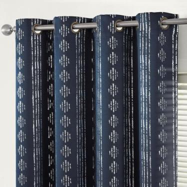 Imagem de Cortinas Jinchan 96" Opacas Boho Plata Geométricas 2 Paneles