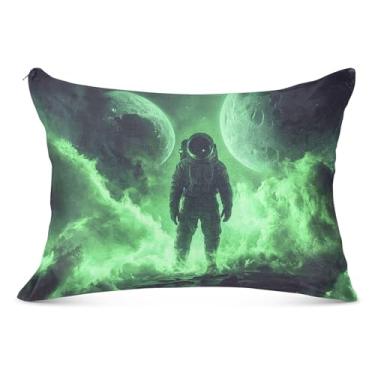 Imagem de Capa de almofada Astronaut Alien Planet King macia, fronha com zíper 50 x 101 cm