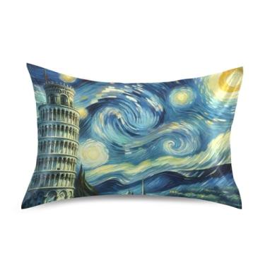 Imagem de Fronhas refrescantes impressão personalizada King Queen fronha padrão cetim para cabelo e pele tamanho queen 76.2 cm x 50.8 cm torre noite estrelada