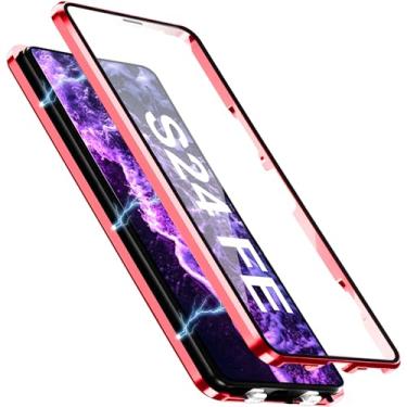 Imagem de [Material de metal] Capa para Samsung Galaxy S24 FE, capa de celular externa com proteção contra quedas de grau militar com tela de vidro integrada e protetor de lente da câmera, capa de metal para