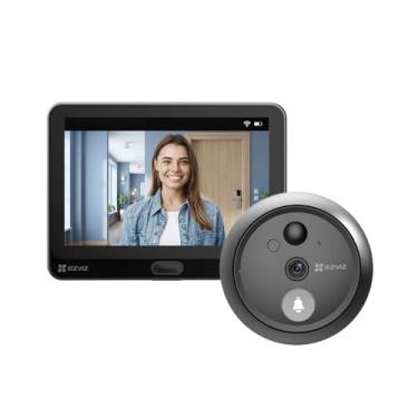 Imagem de Olho Mágico Digital HP4 com Campainha Inteligente 1080p – Vídeo Porteiro com App, Segurança Residencial, Preto