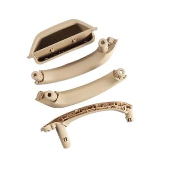 Imagem de Lhd rhd bege preto maçaneta da porta interior do carro maçaneta do painel da porta puxar guarnição capa compatível para bmw x3x4 f25 f26 2010-2017(RHD-beige 4pcs)