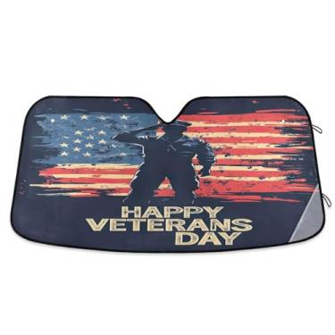 Imagem de Guarda-sol para dia dos veteranos para para-brisas de carro, proteção UV, persianas dianteiras grandes