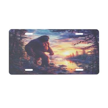 Imagem de Bigfoot Forest Placa de licença legal para frente do carro placas de carro alumínio metal adequado para caminhão, placa de porta de carro, bar, café, acessórios automotivos para homens e mulheres 15 x