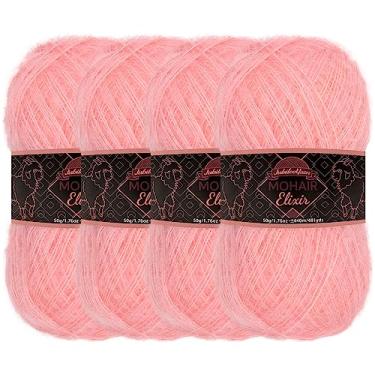 Imagem de JubileeYarn Fio de Elixir Mohair – Mistura de Lã para Bebês 50g/novelo – Rosa do Deserto – 4 novelos