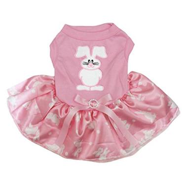 Imagem de Petitebella Roupas para filhotes de cachorro vestido branco coelho bolinhas rosa tutu (3GG)