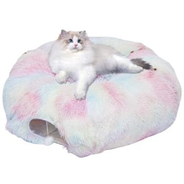Imagem de Cama de túnel para gatos, caverna multifuncional para gatos, esconderijo de brinquedos de tecido, ajustável em 3 formas, suporte estável para gatos, coelhos e filhotes em ambientes internos (colorido)