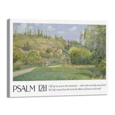 Imagem de Scripture Psalm Collection Monet Van Gogh Famosa pintura em aquarela impressa versículo bíblico pôster em tela decoração de parede de casa cristã (SKU19,30.5x45.7 cm = (30x45 cm), emoldurado (tela