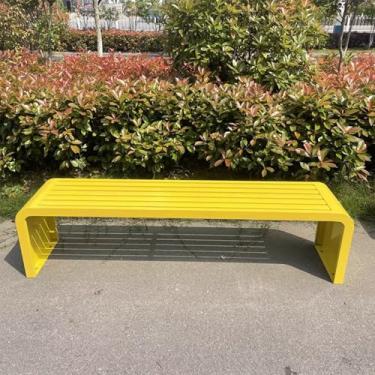 Imagem de LOERSS Banco sem costas ao ar livre, banco de jardim, banco de pátio, cadeira de parque, para frente, varanda, gramado, quintal (tamanho: 120 cm/47 pol, cor: amarelo)