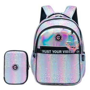 Imagem de Kit Mochila Infantil de Costa Menina Escolar Juvenil-Feminino