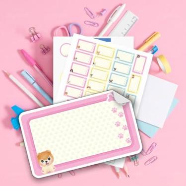 Imagem de Etiquetas Escolares Infantis 02 Cachorro – Kit adesivo para identificação de material escolar, cadernos e lancheira