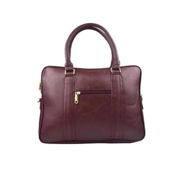 Imagem de Pasta Executiva para Notebook 15” Bolsa Transversal Reforçada em Couro Sintético com Divisórias(Vinho)