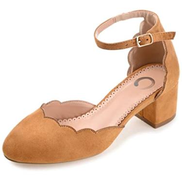 Imagem de Journee Collection Womens Edna Heels with Buckled Ankle Strap and Tru Comfort Foam Footbed, Cognac, 9