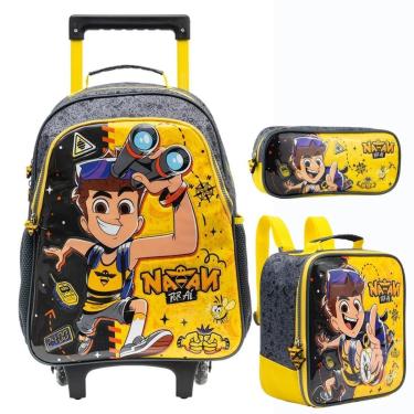 Imagem de Kit Mochila Rodinhas Lancheira Estojo NATAN POR AÍ Xeryus X-Unissex