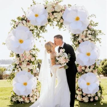 Imagem de Norme 3 peças de flores gigantes para decoração de 40, 50, 61 cm, pétalas de papel grandes gigantes brancas para casamento, decoração de casa, aniversário, dia dos namorados