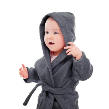 Imagem de BAGNO MILANO Toalha de praia com capuz de algodão turco orgânico infantil, certificado GOTS, para meninos e meninas (cinza, 13-15 anos)