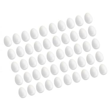 Imagem de Fancyes Ovos de espuma sem pintura, lisos e brancos, para artesanato, ovos artificiais para pintar, enfeites, decoração de casa e jardim de infância. Feitos à, 6cm 50 Peças