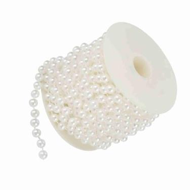 Imagem de Dioche Grânulos de Fio de Pérola Corda de Guirlanda de Contas de Imitação Abs Brilhantes para Decoração de Janela de Natal de Casamento Branco Bege 10m Rolo 8mm de (Branca)