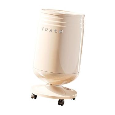 Imagem de Bothyi Lixeira com Rodinhas, Decorativa, Multiuso, de Grande Capacidade, Ideal para Dormitório, Sala de Estar, Cozinha e Banheiro, Branco, L