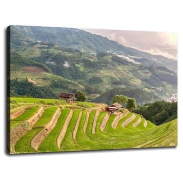 Imagem de Arte de parede de arroz impressão em tela agricultura pôster do Vietnã para casa conjunto de 1 decorações com moldura 25,4 x 20,3 cm