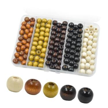 Imagem de Esquirla 140 contas de madeira com furo grande, redondas de 4 mm e 10 mm, espaçadoras soltas para pingentes, confecção de joias, acessórios para bijuterias,