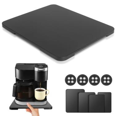 Imagem de Bandeja deslizante de 360° para cafeteira de bambu bandeja deslizante de bancada com rodas, tapete de pequenos eletrodomésticos facilmente embaixo do armário preto (13,9" × 11,15 cm)
