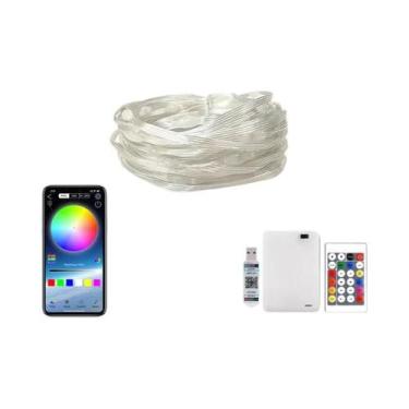 Imagem de Luzes De Cordão LED RGBIC Bluetooth Com Bateria, Luzes De Fada Intelig